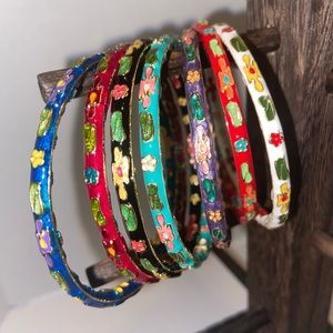 7- Cloisonné Enameled Bangle Bracelets with Box